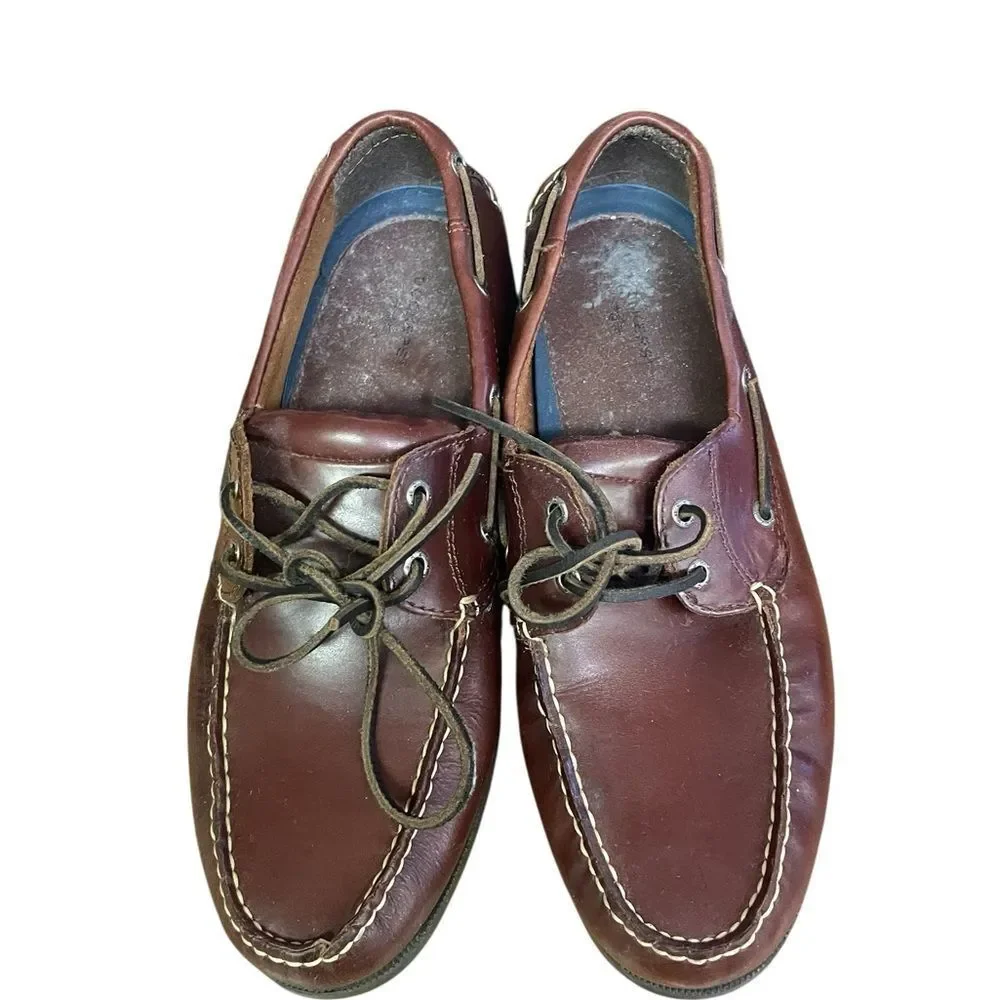 Dockers Classic Brown Leather Boat Shoes excellent condition size 11.5 medium